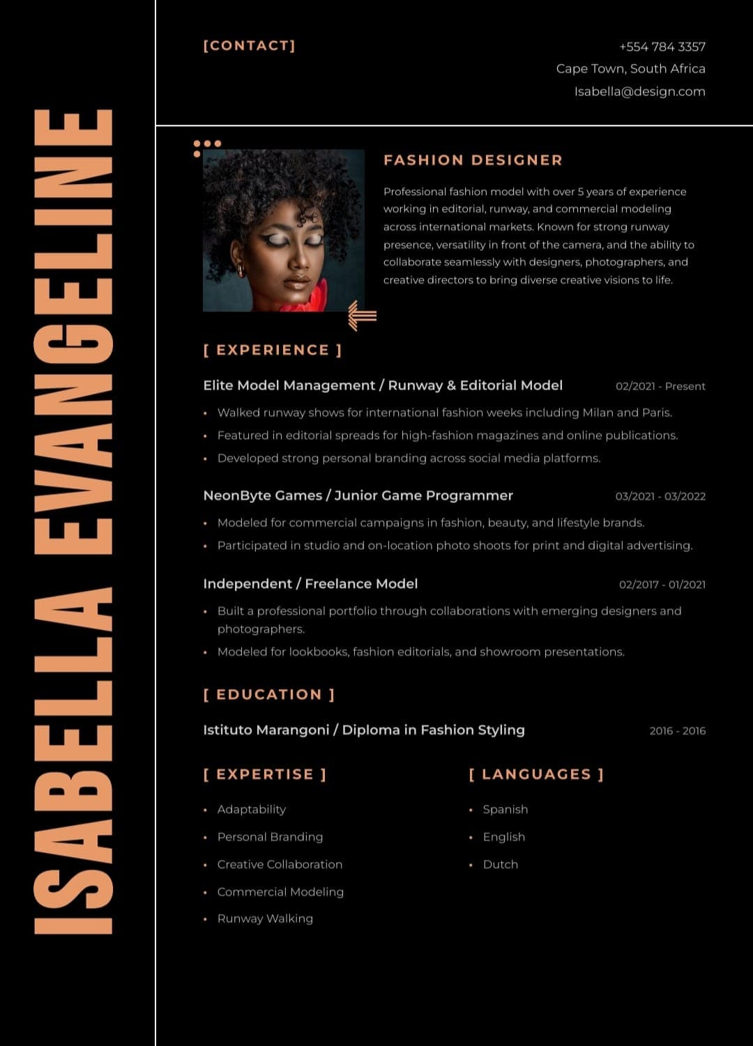 Fashion Designer Resume Template Preview