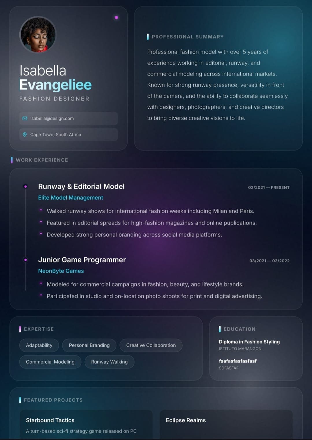 Aurora Glass Resume Template Preview