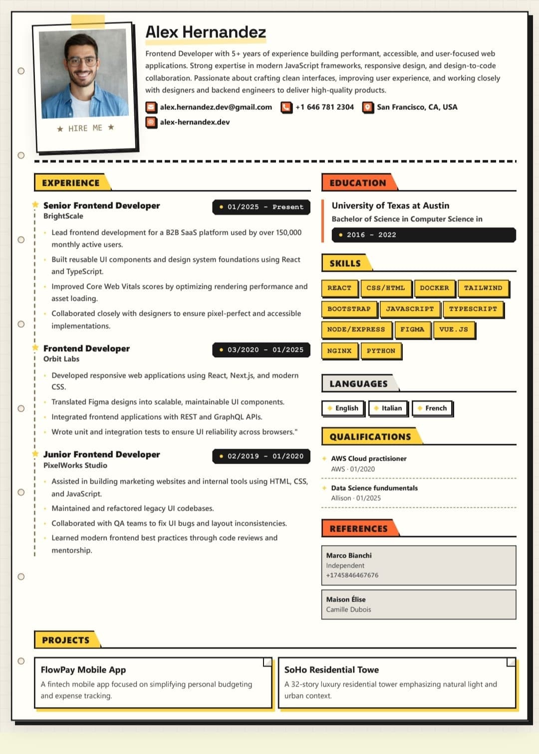 Retro Resume Template Preview